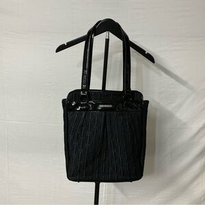 Vera Bradley Black Quilted Patent Leather Trim and Handles Tote Bag